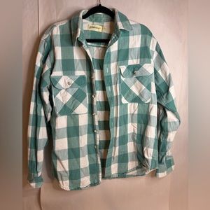 St. Johns Bay Vintage Teal Green Buffalo Plaid Shirt